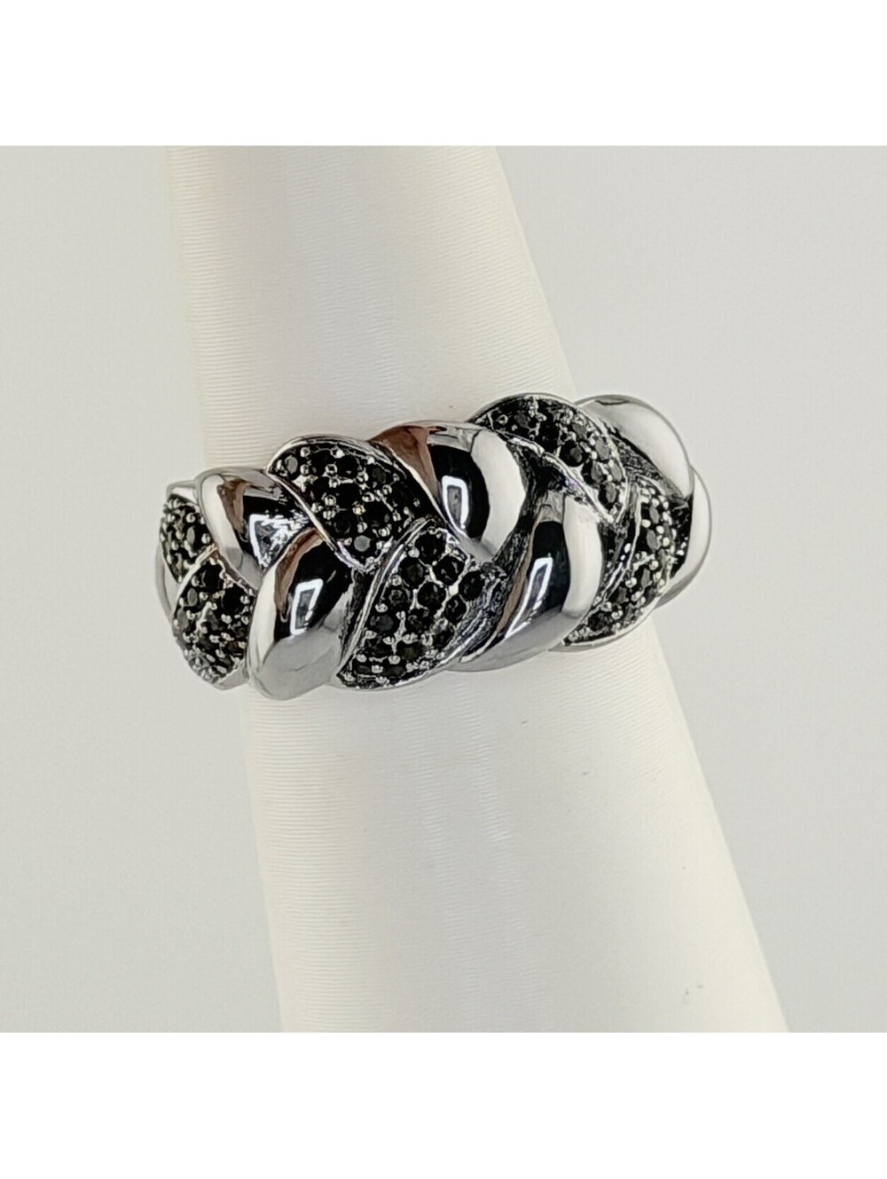 Bomb Party Ring Sz 6 "Spectacularly Interwoven" Black Onyx on Hematite RG11271